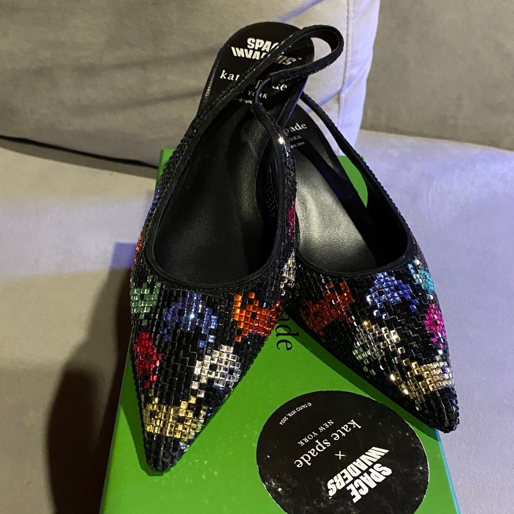 Kate Spade Multicolor Sequin Slingback Heels Size 5 - Picture 5 of 15